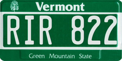VT license plate RIR822