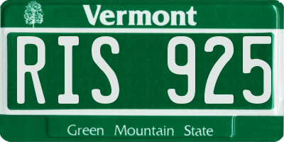VT license plate RIS925