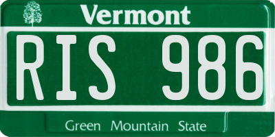 VT license plate RIS986
