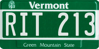VT license plate RIT213