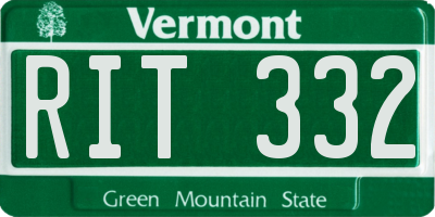 VT license plate RIT332