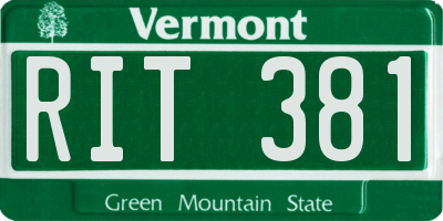 VT license plate RIT381