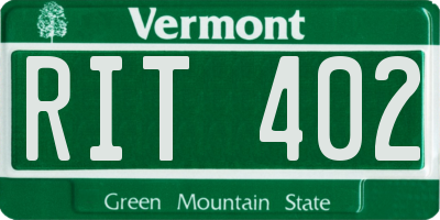 VT license plate RIT402