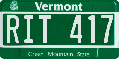VT license plate RIT417
