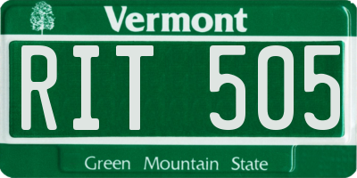 VT license plate RIT505