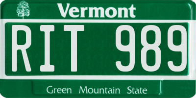 VT license plate RIT989