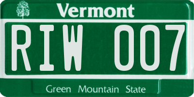 VT license plate RIW007