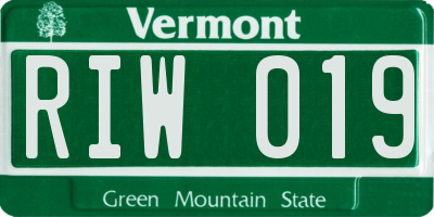 VT license plate RIW019