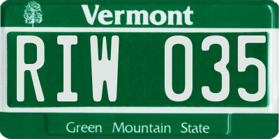 VT license plate RIW035