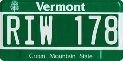 VT license plate RIW178