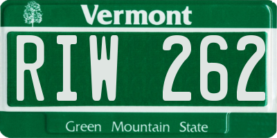 VT license plate RIW262