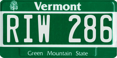 VT license plate RIW286