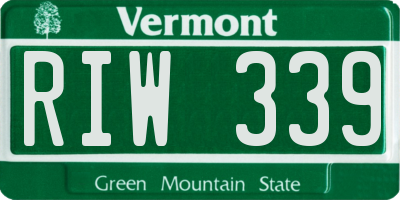 VT license plate RIW339
