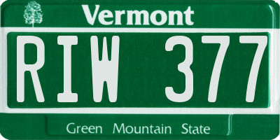 VT license plate RIW377
