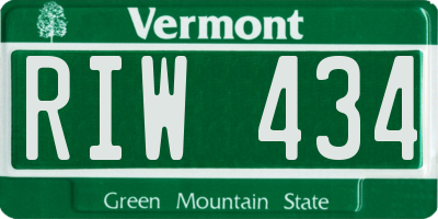 VT license plate RIW434