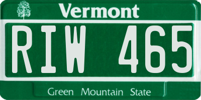 VT license plate RIW465