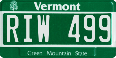 VT license plate RIW499