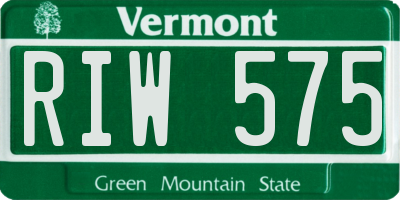 VT license plate RIW575