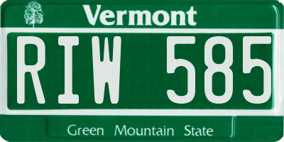 VT license plate RIW585