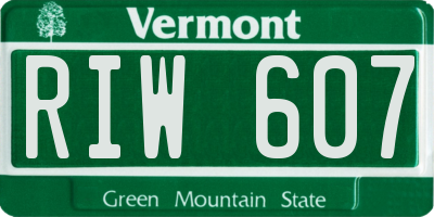 VT license plate RIW607