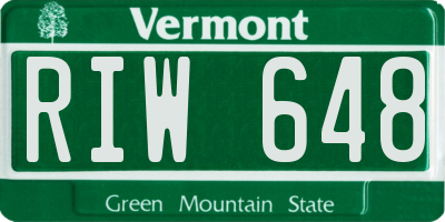 VT license plate RIW648