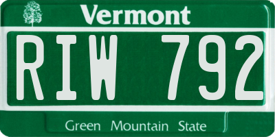 VT license plate RIW792