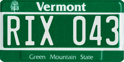 VT license plate RIX043