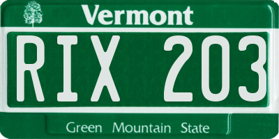 VT license plate RIX203