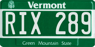 VT license plate RIX289