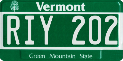 VT license plate RIY202