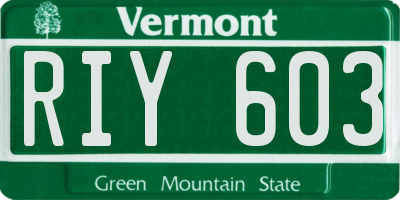 VT license plate RIY603