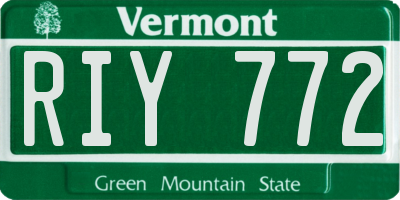VT license plate RIY772