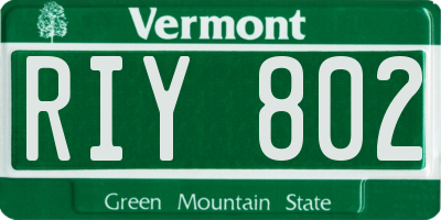 VT license plate RIY802