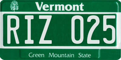 VT license plate RIZ025