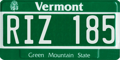 VT license plate RIZ185
