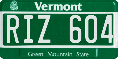 VT license plate RIZ604