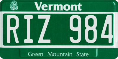 VT license plate RIZ984