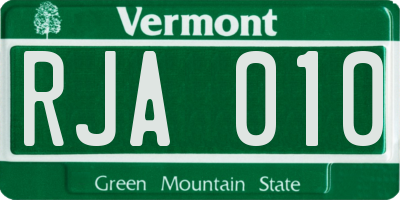 VT license plate RJA010