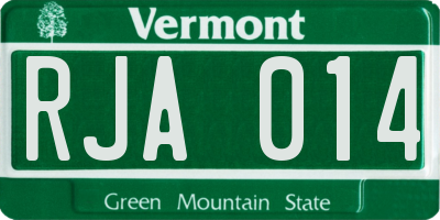 VT license plate RJA014