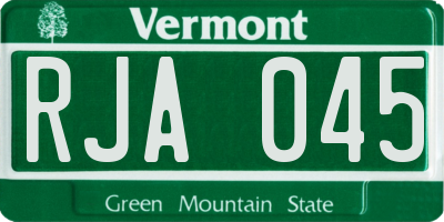 VT license plate RJA045