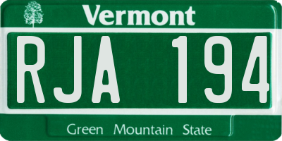 VT license plate RJA194