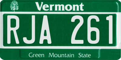 VT license plate RJA261