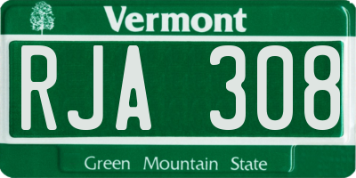 VT license plate RJA308