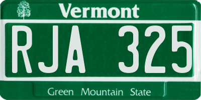 VT license plate RJA325