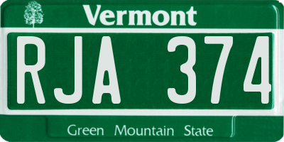 VT license plate RJA374
