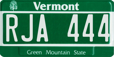 VT license plate RJA444