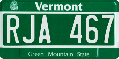 VT license plate RJA467