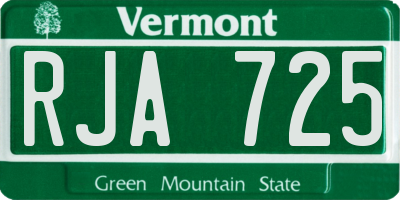 VT license plate RJA725