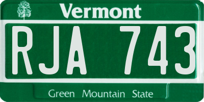 VT license plate RJA743