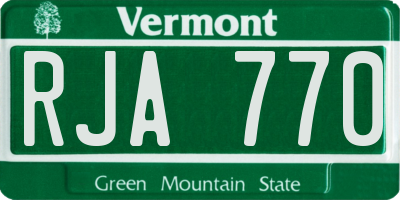 VT license plate RJA770